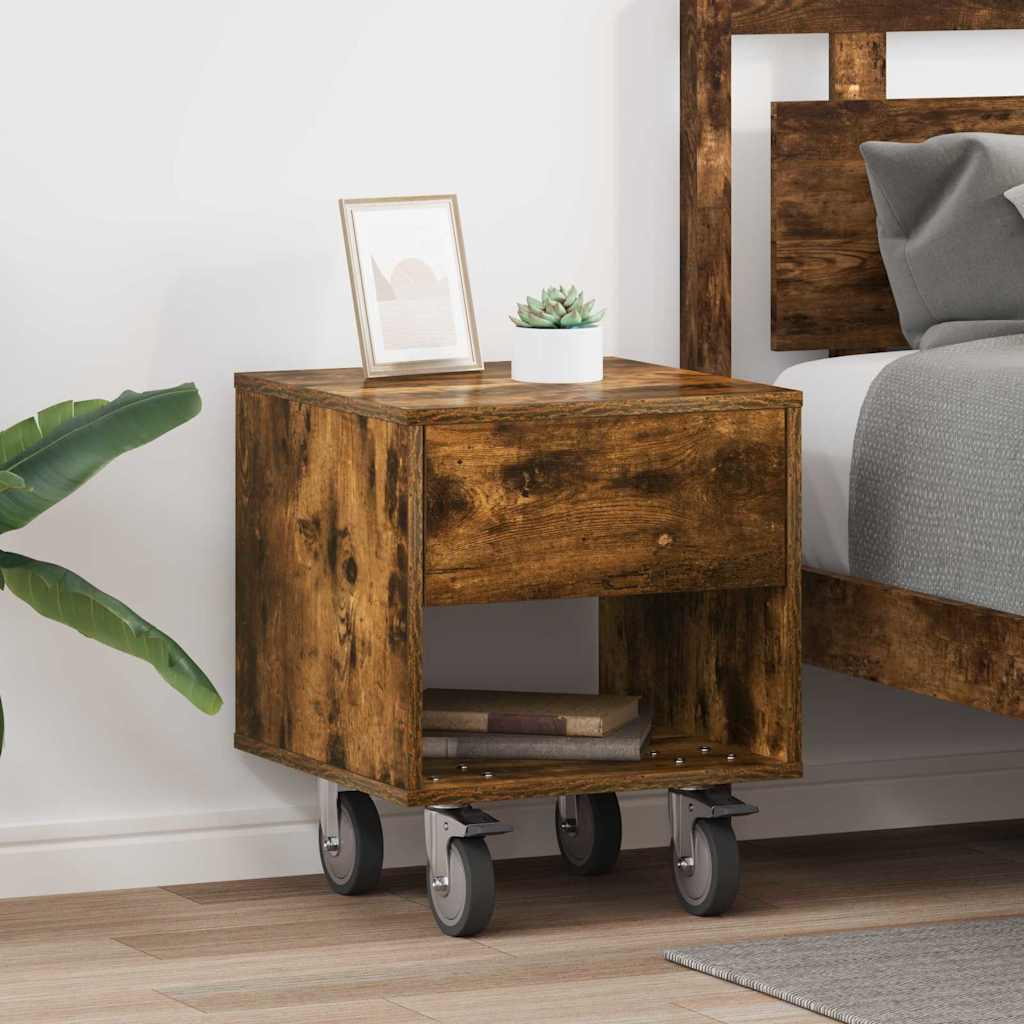 Nachtkastje 2 pcs Gerookt eiken 40,5 x 40 x 48 cm Bewerkt hout is nu te koop bij PeponiXL, paradijselijk wonen!