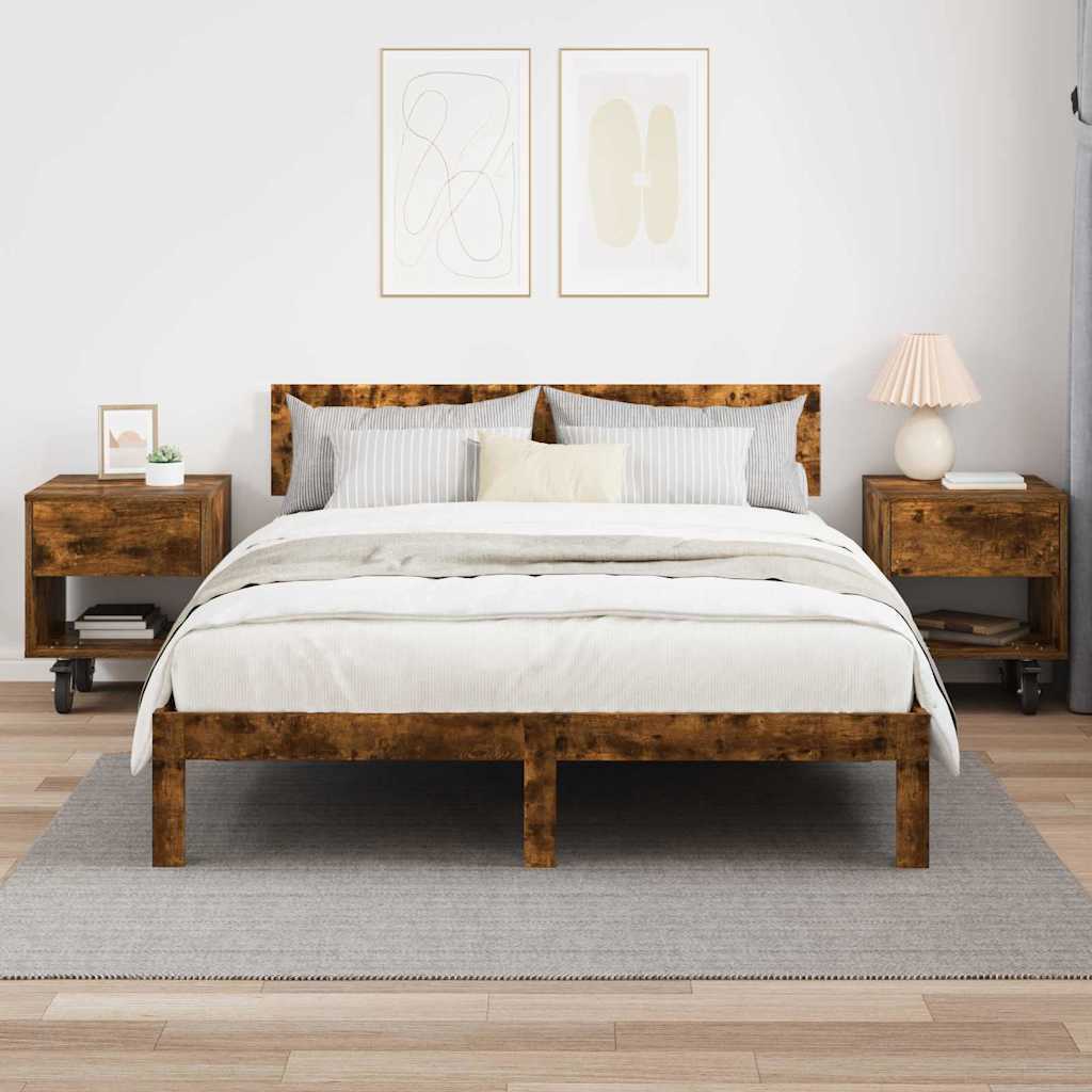 Nachtkastje 2 pcs Gerookt eiken 40,5 x 40 x 48 cm Bewerkt hout is nu te koop bij PeponiXL, paradijselijk wonen!
