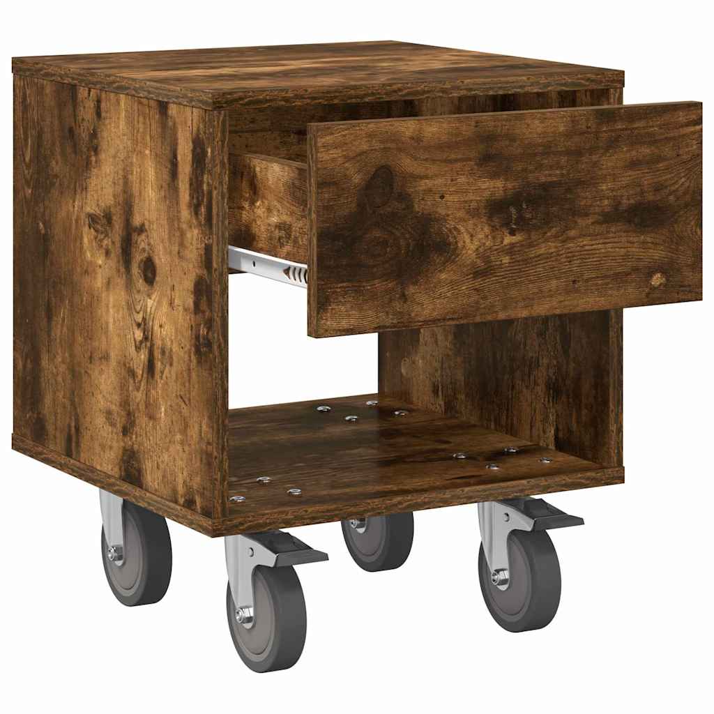 Nachtkastje 2 pcs Gerookt eiken 40,5 x 40 x 48 cm Bewerkt hout is nu te koop bij PeponiXL, paradijselijk wonen!