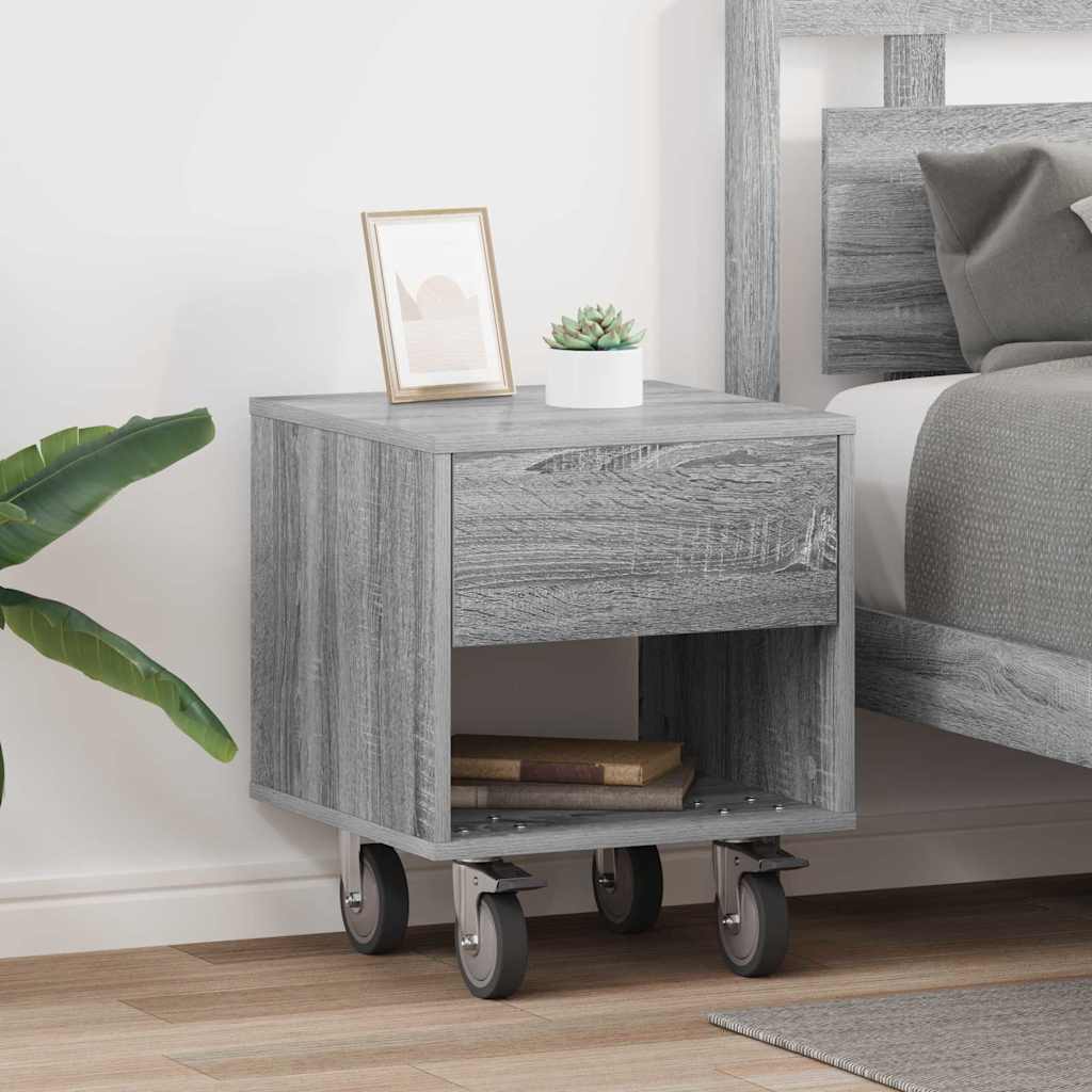 Nachtkastje 2 pcs Grijs Sonoma 40,5 x 40 x 48 cm Bewerkt hout is nu te koop bij PeponiXL, paradijselijk wonen!