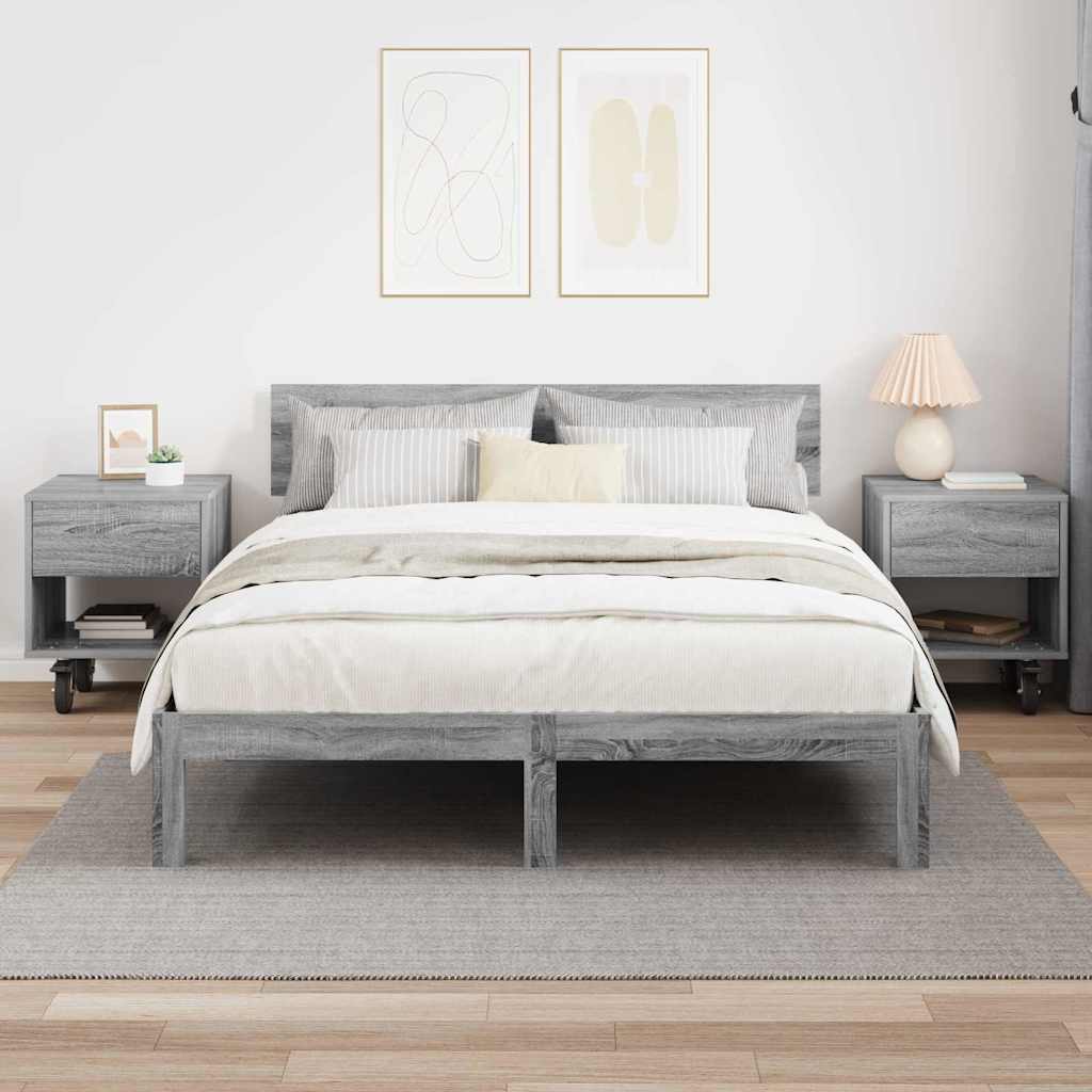 Nachtkastje 2 pcs Grijs Sonoma 40,5 x 40 x 48 cm Bewerkt hout is nu te koop bij PeponiXL, paradijselijk wonen!