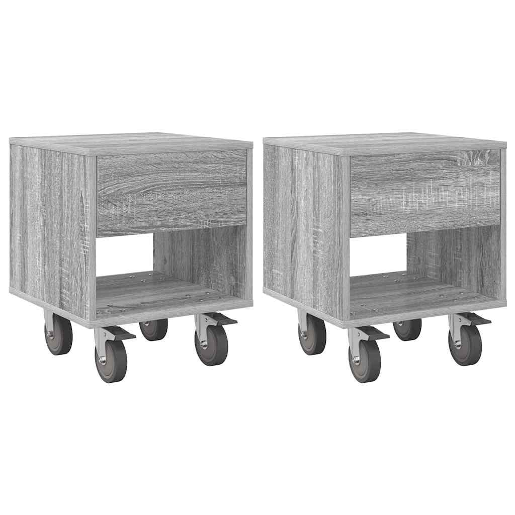 Nachtkastje 2 pcs Grijs Sonoma 40,5 x 40 x 48 cm Bewerkt hout is nu te koop bij PeponiXL, paradijselijk wonen!