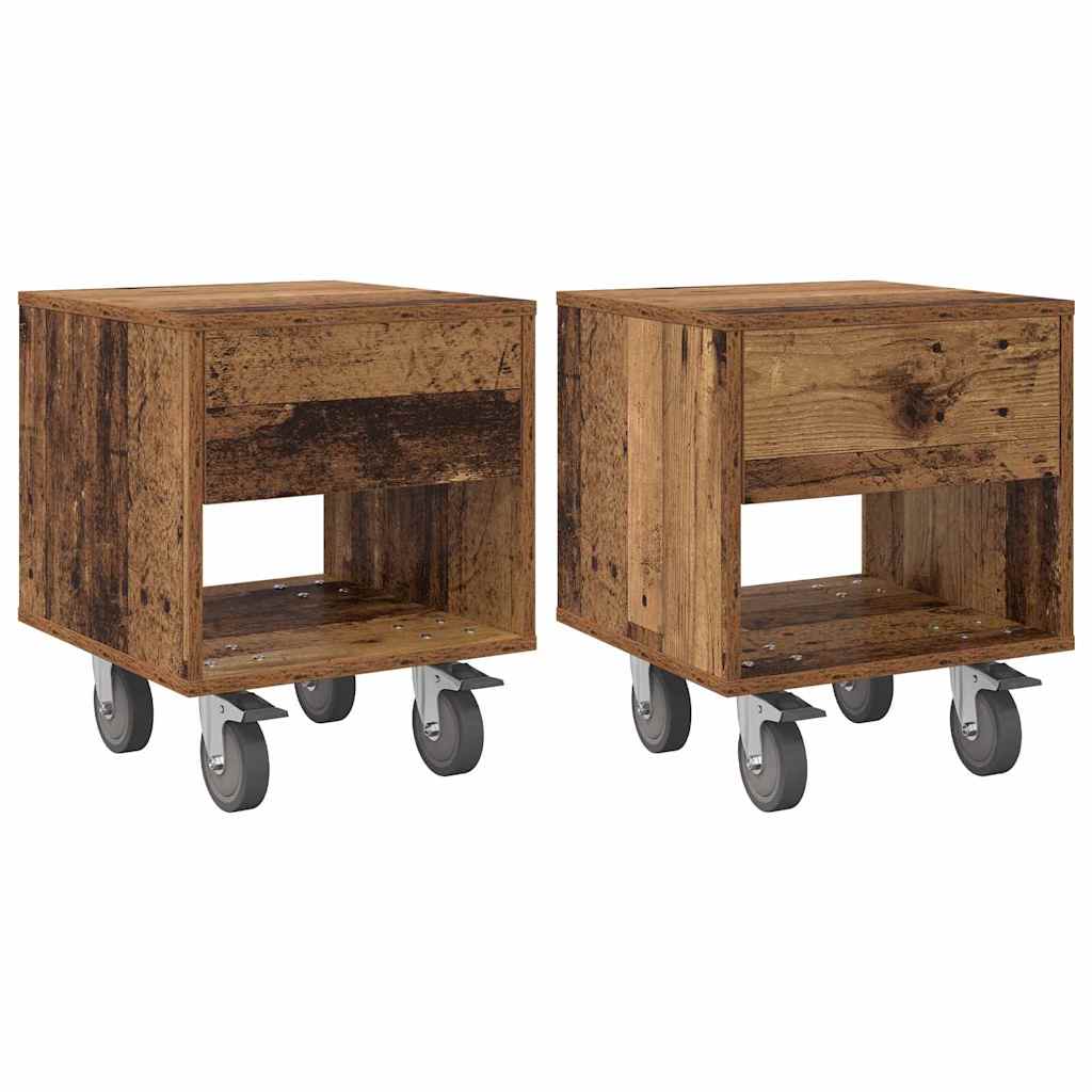 Nachtkastje 2 pcs Oudhout 40,5 x 40 x 48 cm Bewerkt hout is nu te koop bij PeponiXL, paradijselijk wonen!