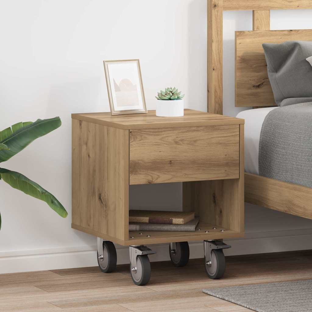 Nachtkastje 2 pcs Artisan Eiken 40,5 x 40 x 48 cm Bewerkt hout is nu te koop bij PeponiXL, paradijselijk wonen!