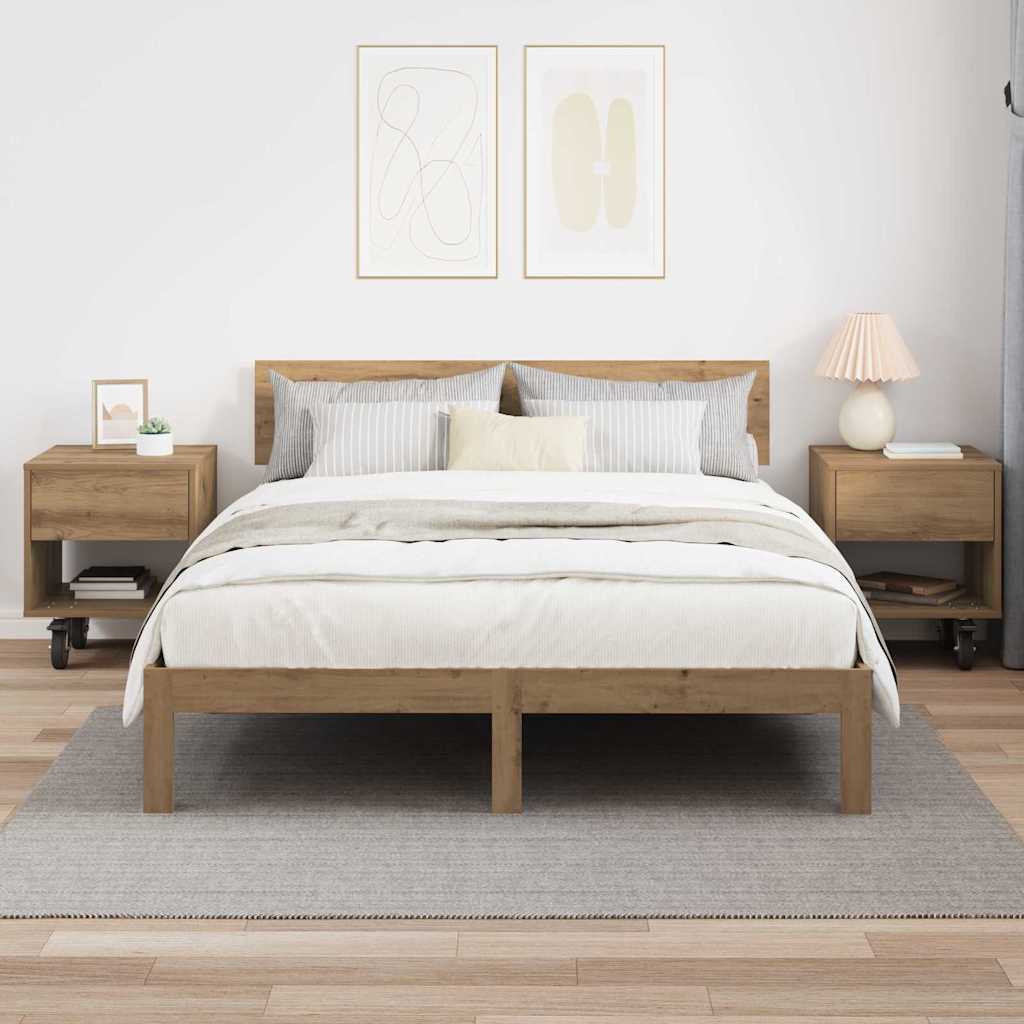 Nachtkastje 2 pcs Artisan Eiken 40,5 x 40 x 48 cm Bewerkt hout is nu te koop bij PeponiXL, paradijselijk wonen!