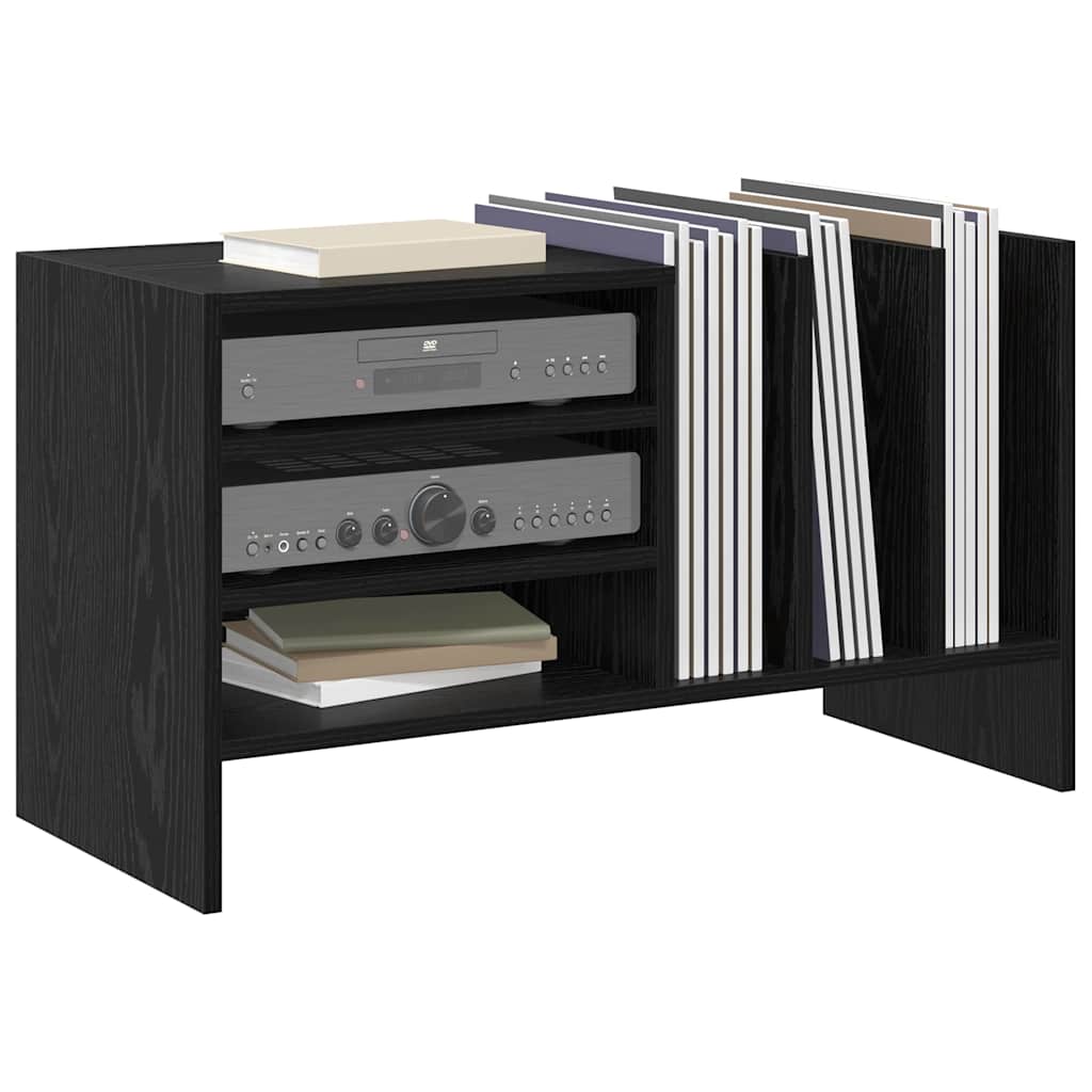 Platenkast met plank Zwart Eiken 78.5 x 35 x 45 cm Bewerkt hout is nu te koop bij PeponiXL, paradijselijk wonen!