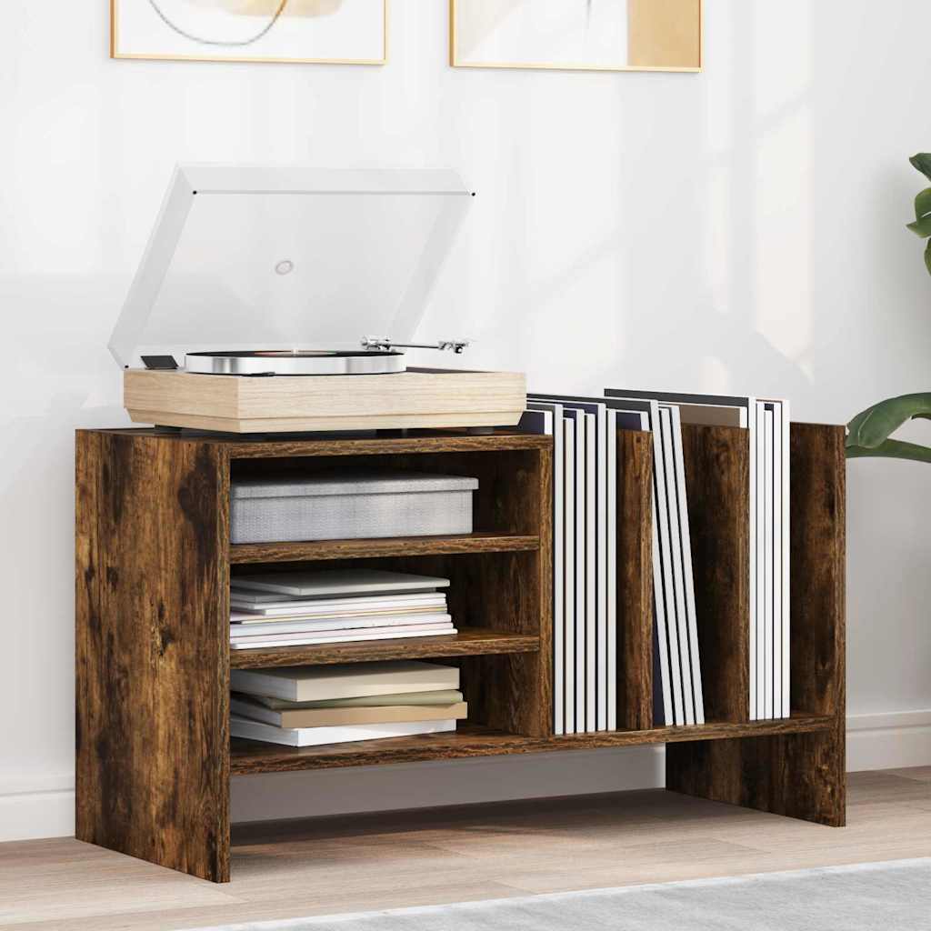 Platenkast Gerookt eiken 78.5 x 35 x 45 cm Bewerkt hout is nu te koop bij PeponiXL, paradijselijk wonen!