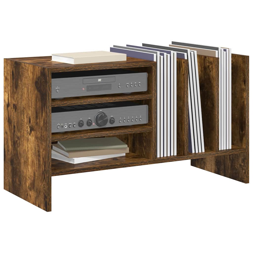 Platenkast Gerookt eiken 78.5 x 35 x 45 cm Bewerkt hout is nu te koop bij PeponiXL, paradijselijk wonen!