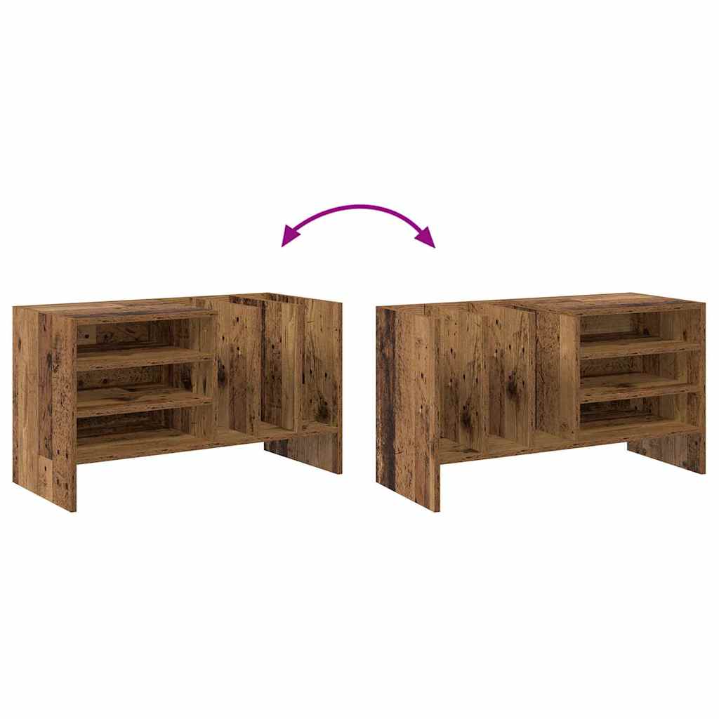 Platenkast met plank Oudhout 78.5 x 35 x 45 cm Bewerkt hout is nu te koop bij PeponiXL, paradijselijk wonen!