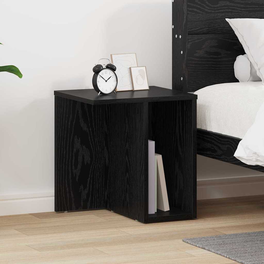 Bijzettafel Zwart Eiken 37 x 32 x 40 cm Bewerkt hout is nu te koop bij PeponiXL, paradijselijk wonen!