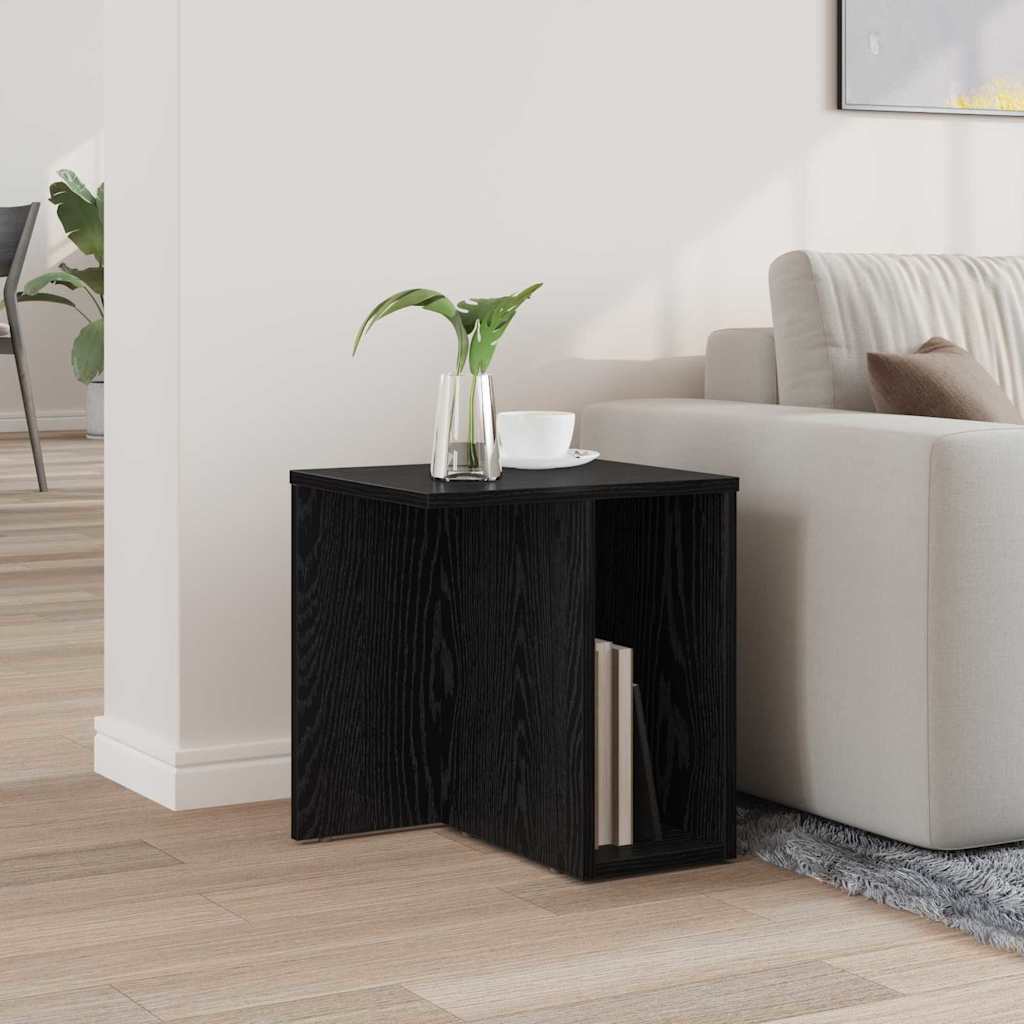Bijzettafel Zwart Eiken 37 x 32 x 40 cm Bewerkt hout is nu te koop bij PeponiXL, paradijselijk wonen!