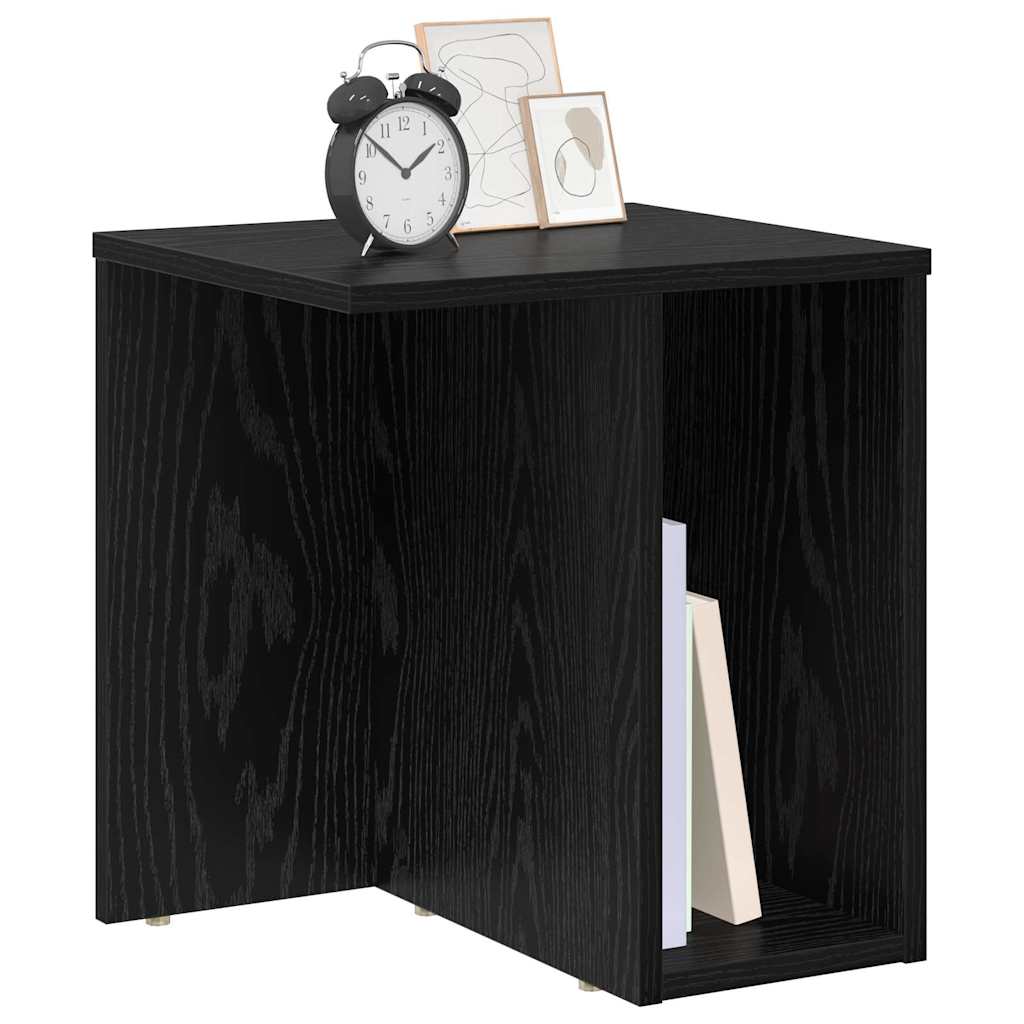 Bijzettafel Zwart Eiken 37 x 32 x 40 cm Bewerkt hout is nu te koop bij PeponiXL, paradijselijk wonen!