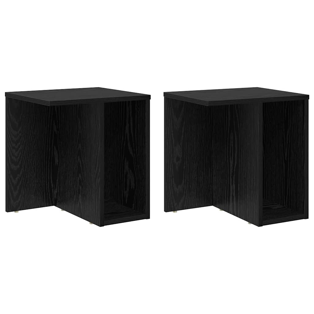 Bijzettafel 2 pcs Zwart Eiken 37 x 32 x 40 cm Bewerkt hout is nu te koop bij PeponiXL, paradijselijk wonen!