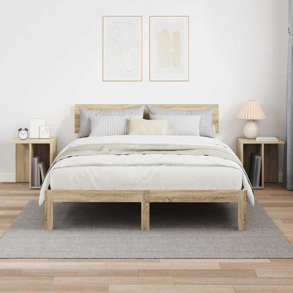 Bijzettafel 2 pcs Sonoma Eiken 37 x 32 x 40 cm Bewerkt hout is nu te koop bij PeponiXL, paradijselijk wonen!