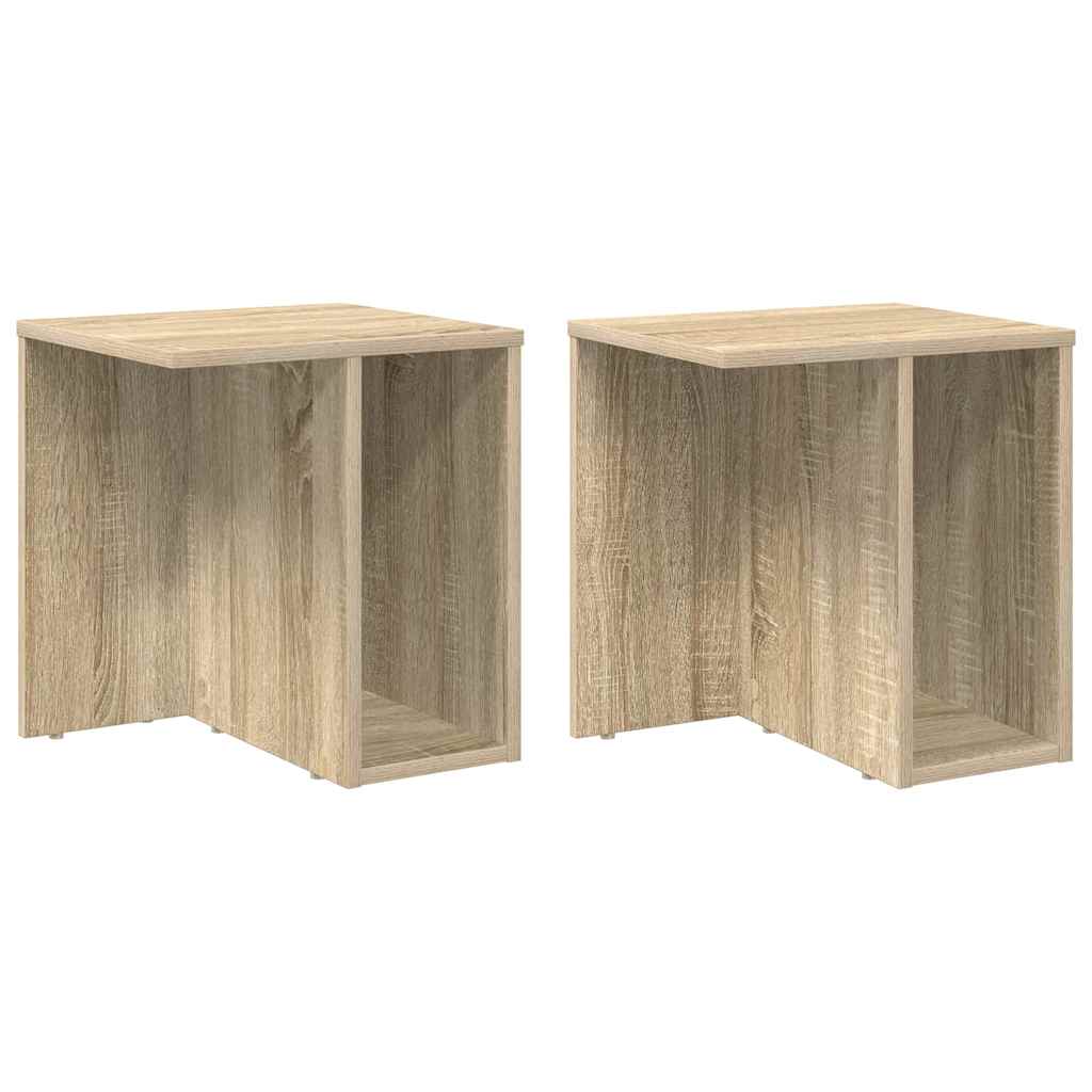 Bijzettafel 2 pcs Sonoma Eiken 37 x 32 x 40 cm Bewerkt hout is nu te koop bij PeponiXL, paradijselijk wonen!