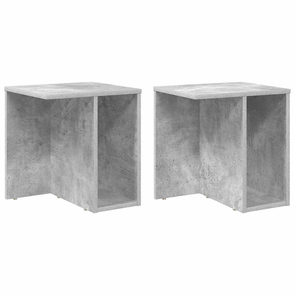 Bijzettafel 2 pcs Beton Grijs 37 x 32 x 40 cm Bewerkt hout is nu te koop bij PeponiXL, paradijselijk wonen!