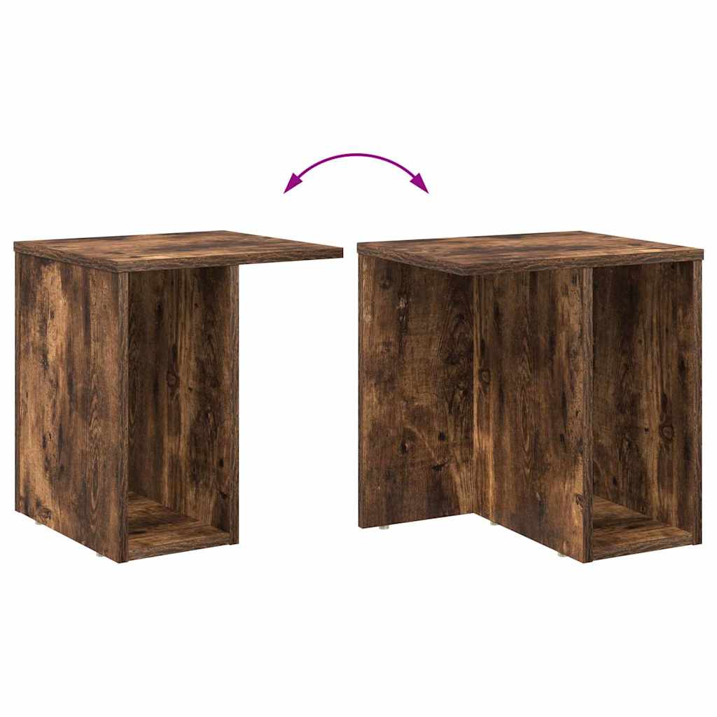 Bijzettafel Gerookt eiken 37 x 32 x 40 cm Bewerkt hout is nu te koop bij PeponiXL, paradijselijk wonen!