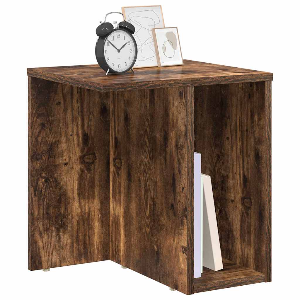Bijzettafel Gerookt eiken 37 x 32 x 40 cm Bewerkt hout is nu te koop bij PeponiXL, paradijselijk wonen!