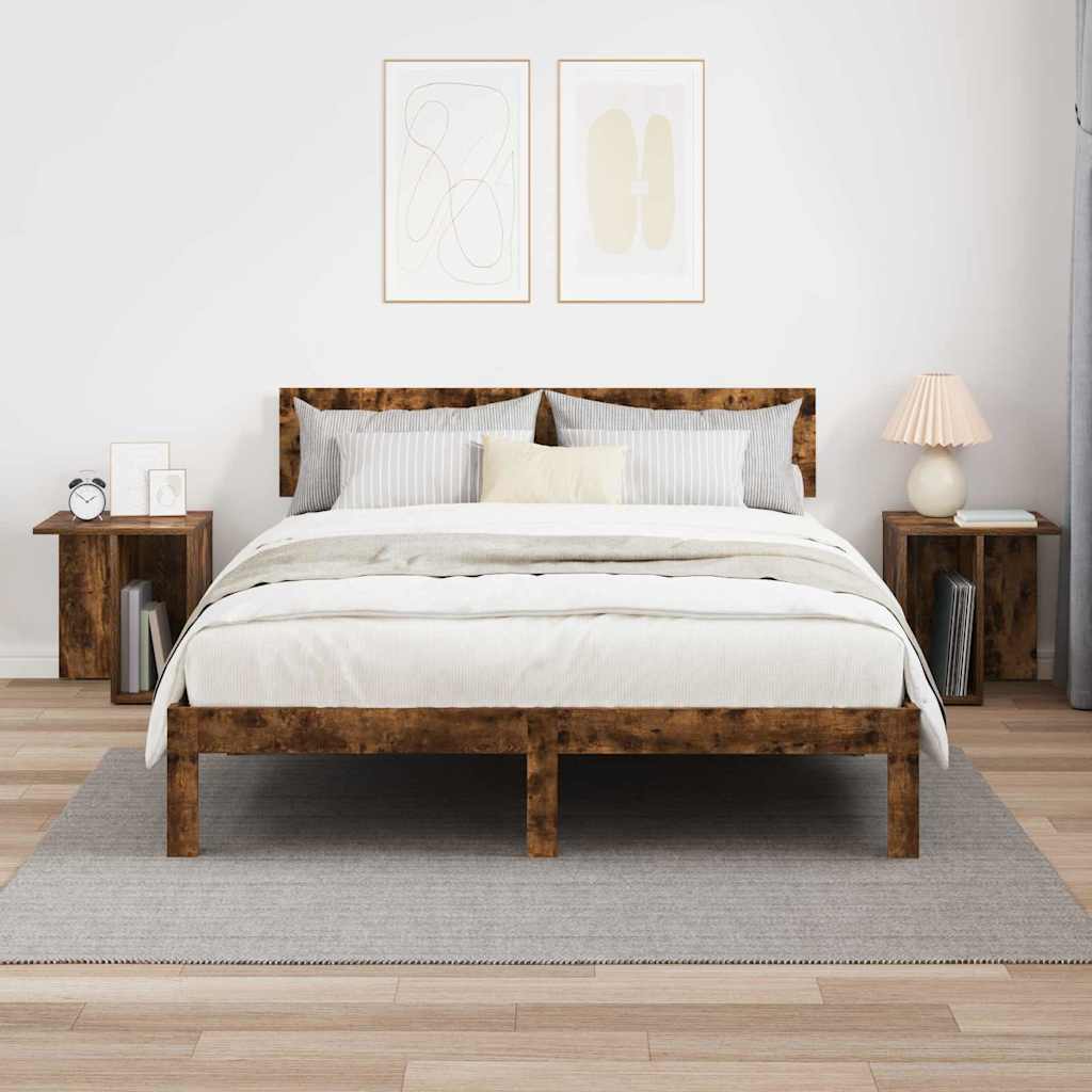 Bijzettafel 2 pcs Gerookt eiken 37 x 32 x 40 cm Bewerkt hout is nu te koop bij PeponiXL, paradijselijk wonen!