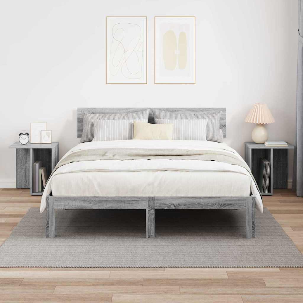 Bijzettafel 2 pcs Grijs Sonoma 37 x 32 x 40 cm Bewerkt hout is nu te koop bij PeponiXL, paradijselijk wonen!