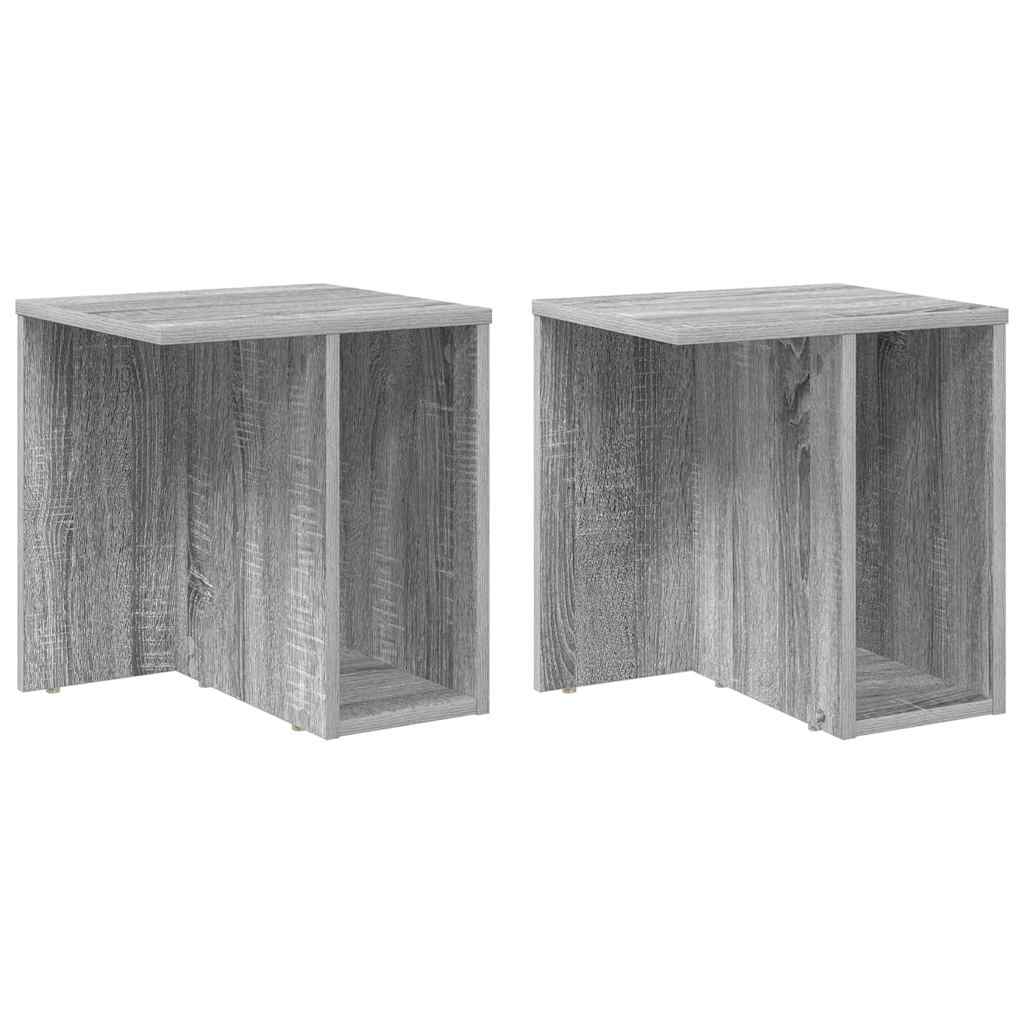 Bijzettafel 2 pcs Grijs Sonoma 37 x 32 x 40 cm Bewerkt hout is nu te koop bij PeponiXL, paradijselijk wonen!