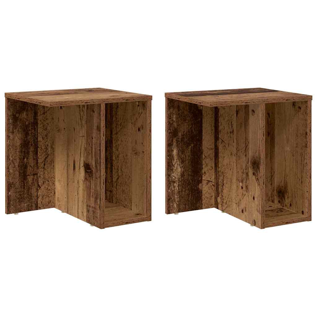 Bijzettafel 2 pcs Oudhout 37 x 32 x 40 cm Bewerkt hout is nu te koop bij PeponiXL, paradijselijk wonen!