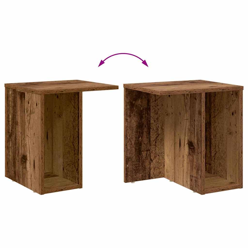 Bijzettafel 2 pcs Oudhout 37 x 32 x 40 cm Bewerkt hout is nu te koop bij PeponiXL, paradijselijk wonen!
