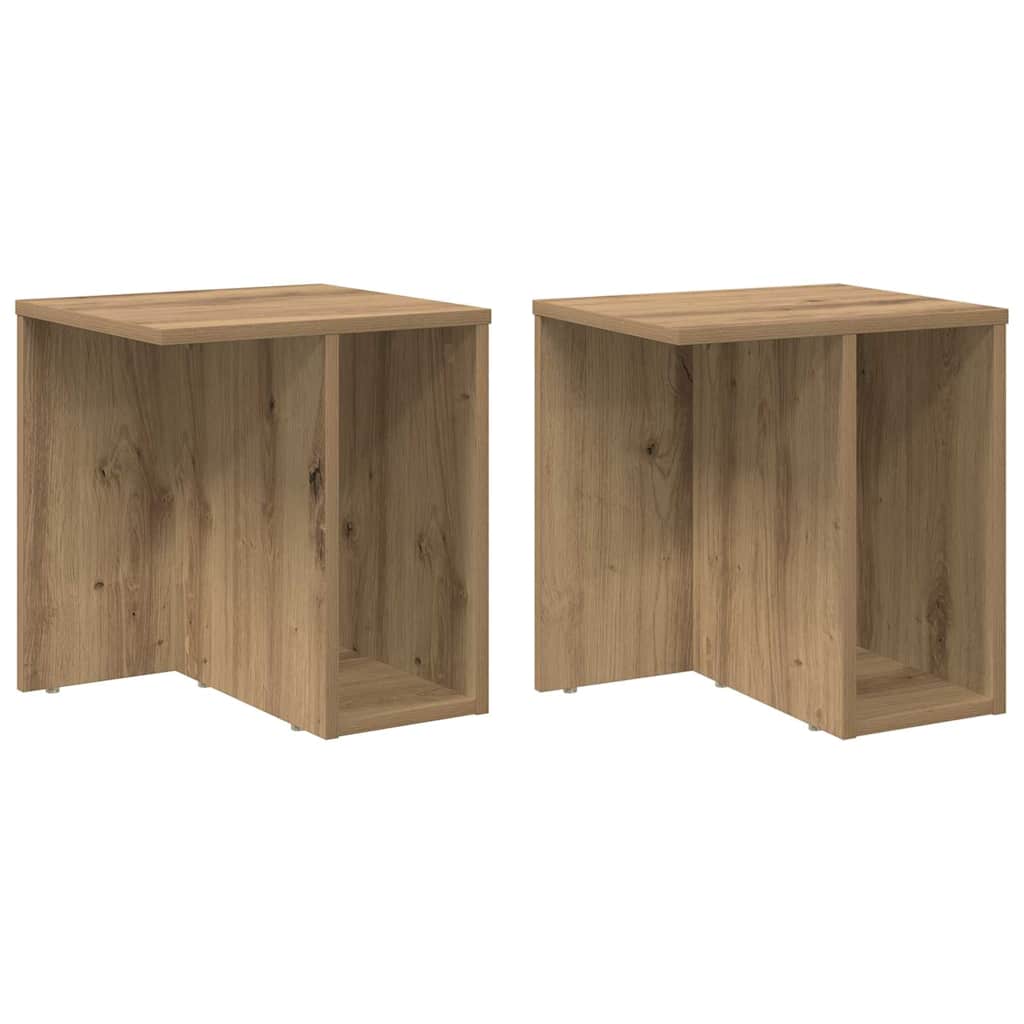 Bijzettafel 2 pcs Artisan Eiken 37 x 32 x 40 cm Bewerkt hout is nu te koop bij PeponiXL, paradijselijk wonen!