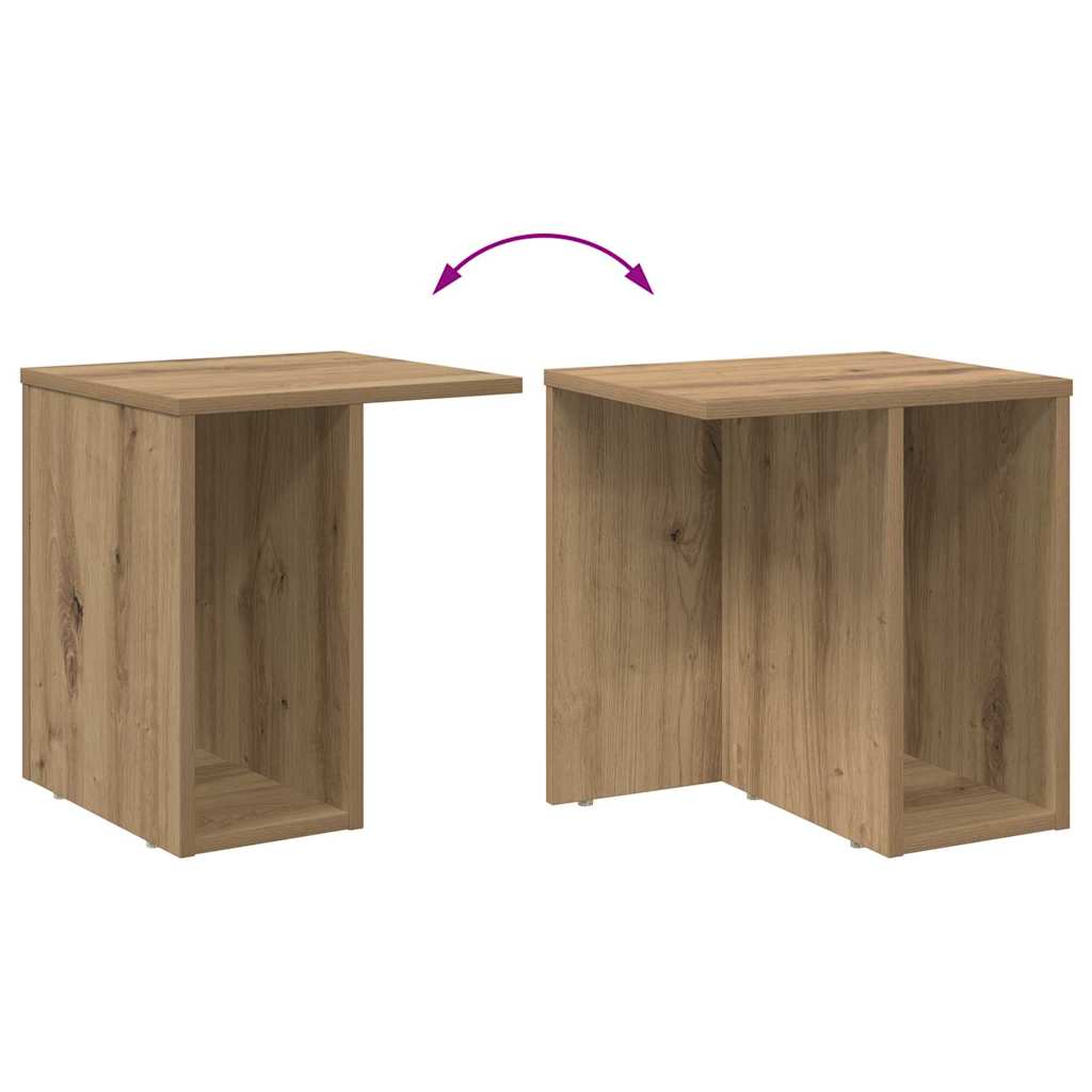 Bijzettafel 2 pcs Artisan Eiken 37 x 32 x 40 cm Bewerkt hout is nu te koop bij PeponiXL, paradijselijk wonen!