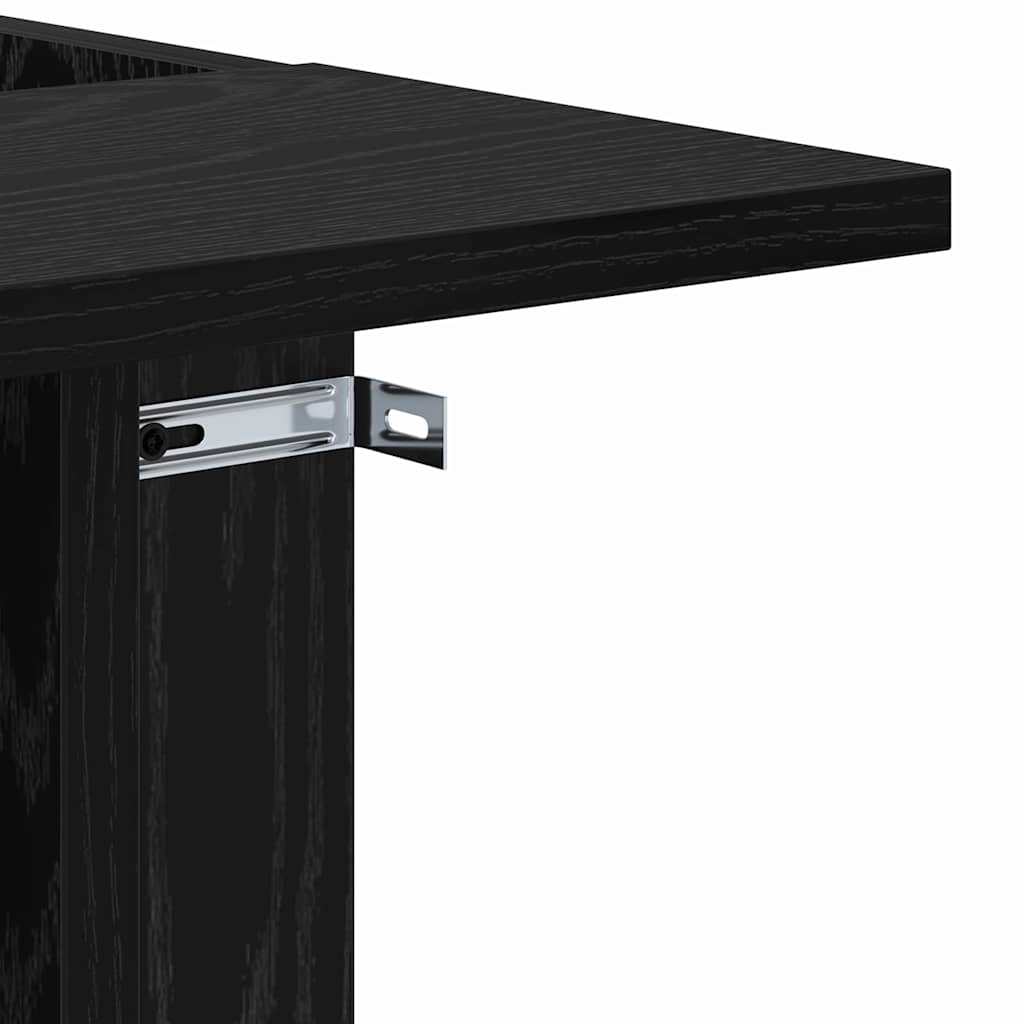 Bijzettafel Zwart Eiken 35 x 40 x 55 cm Bewerkt hout is nu te koop bij PeponiXL, paradijselijk wonen!