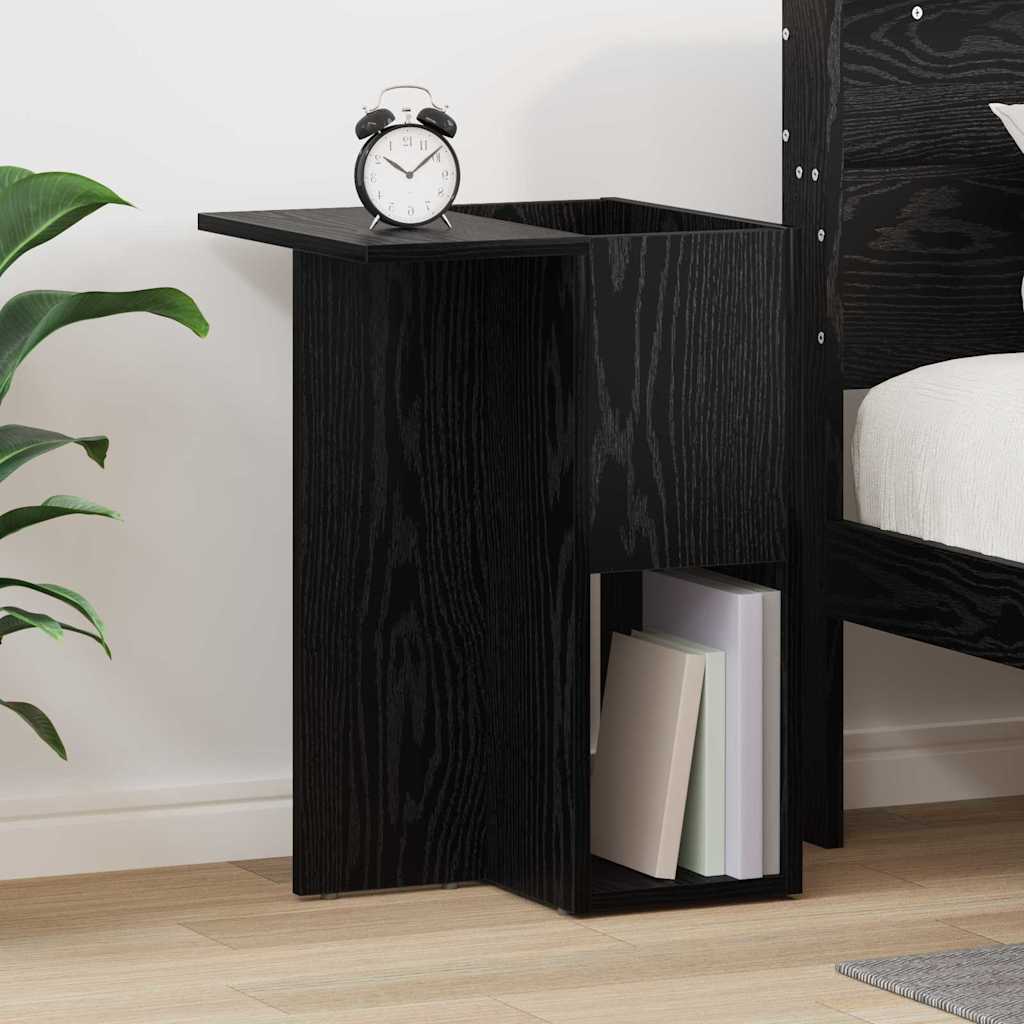 Bijzettafel Zwart Eiken 35 x 40 x 55 cm Bewerkt hout is nu te koop bij PeponiXL, paradijselijk wonen!