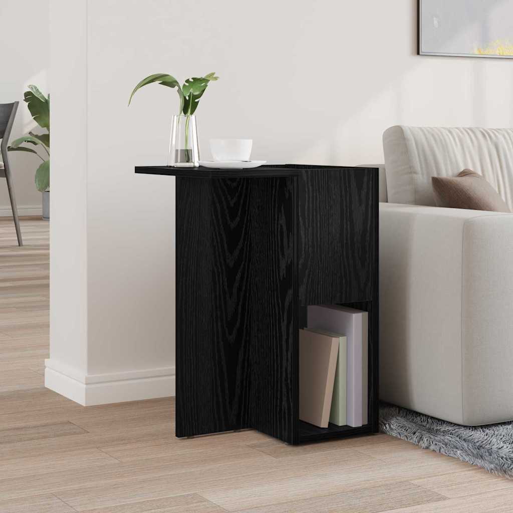 Bijzettafel Zwart Eiken 35 x 40 x 55 cm Bewerkt hout is nu te koop bij PeponiXL, paradijselijk wonen!