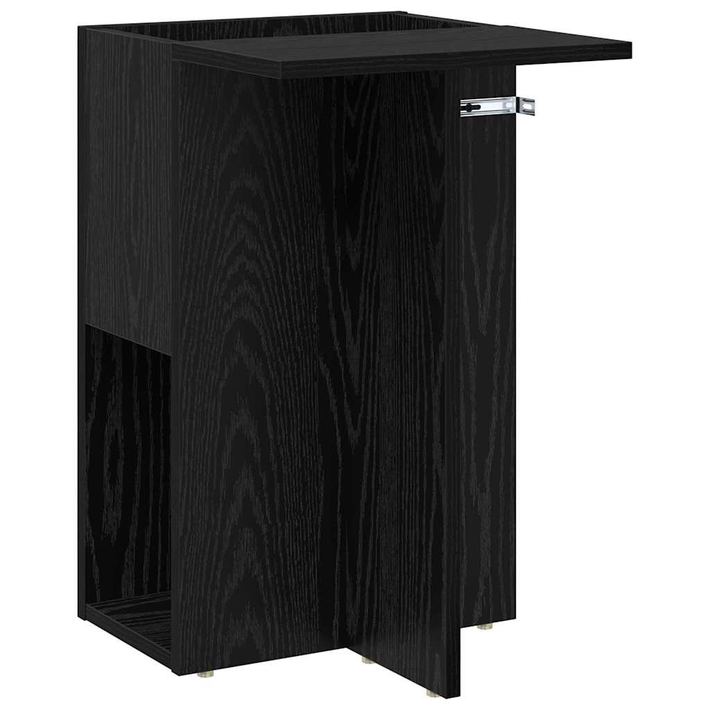 Bijzettafel Zwart Eiken 35 x 40 x 55 cm Bewerkt hout is nu te koop bij PeponiXL, paradijselijk wonen!