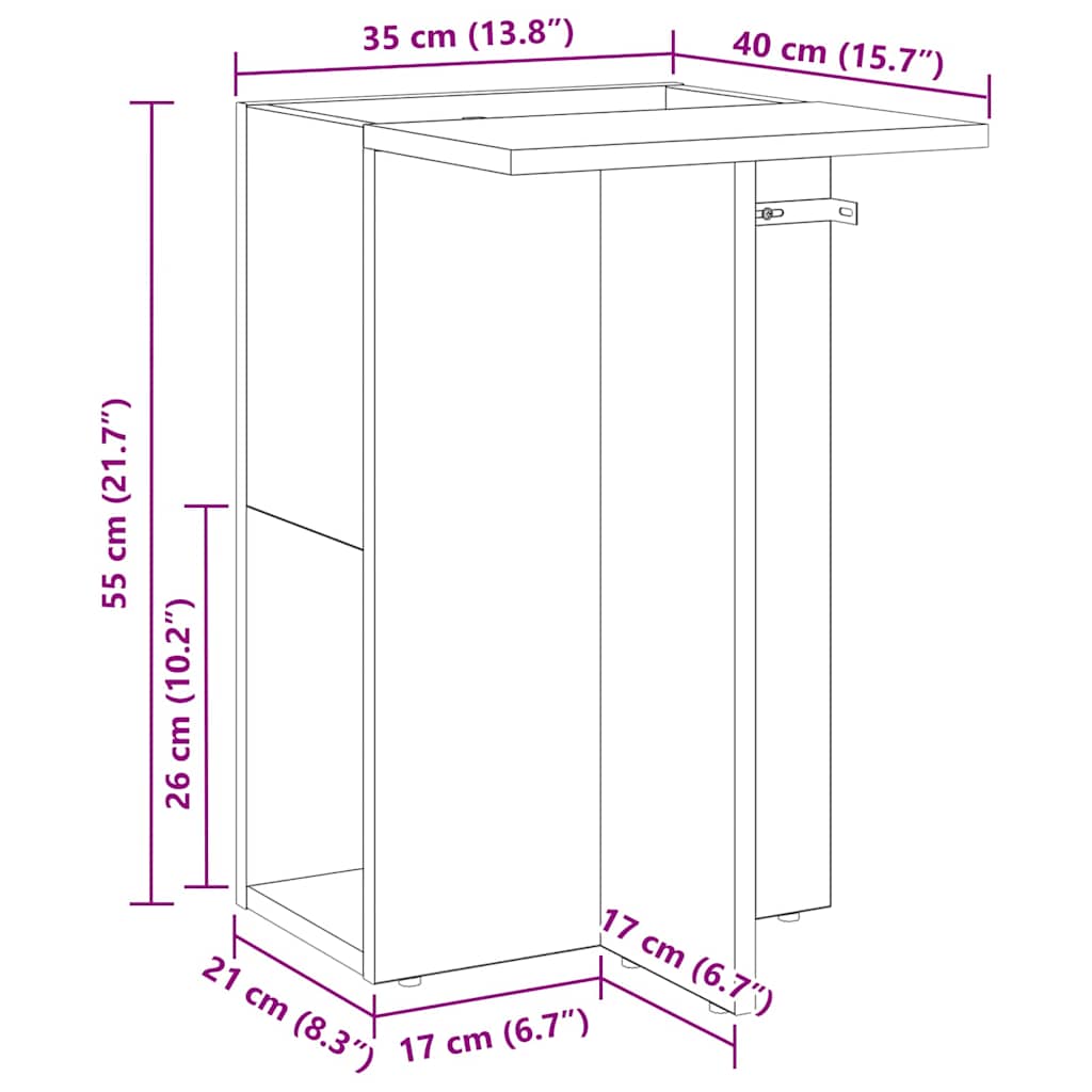 Bijzettafel Beton Grijs 35 x 40 x 55 cm Bewerkt hout is nu te koop bij PeponiXL, paradijselijk wonen!