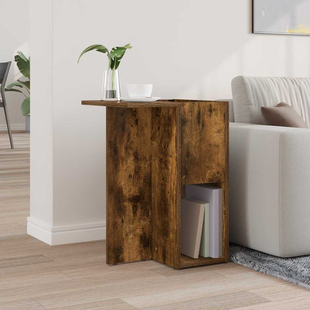 Bijzettafel Gerookt eiken 35 x 40 x 55 cm Bewerkt hout is nu te koop bij PeponiXL, paradijselijk wonen!