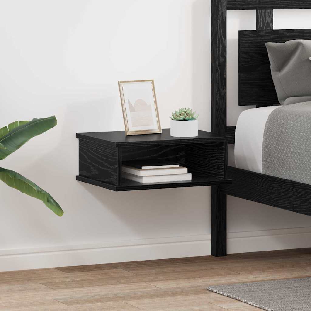 Nachtkastje 2 pcs Zwart Eiken 40 x 31 x 15 cm Bewerkt hout is nu te koop bij PeponiXL, paradijselijk wonen!