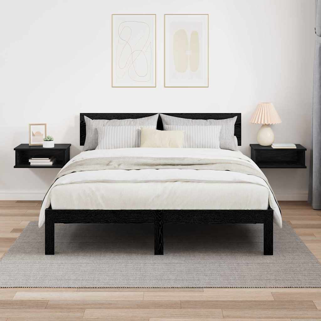 Nachtkastje 2 pcs Zwart Eiken 40 x 31 x 15 cm Bewerkt hout is nu te koop bij PeponiXL, paradijselijk wonen!