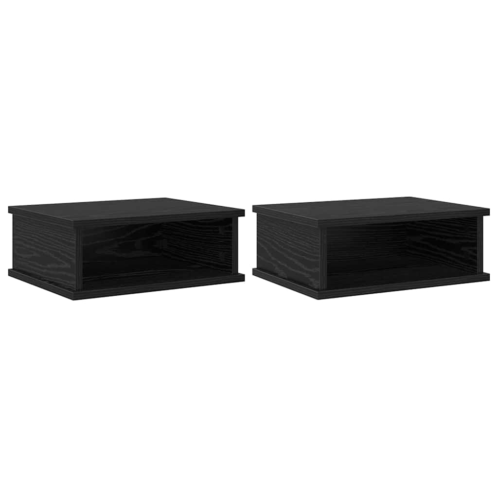 Nachtkastje 2 pcs Zwart Eiken 40 x 31 x 15 cm Bewerkt hout is nu te koop bij PeponiXL, paradijselijk wonen!