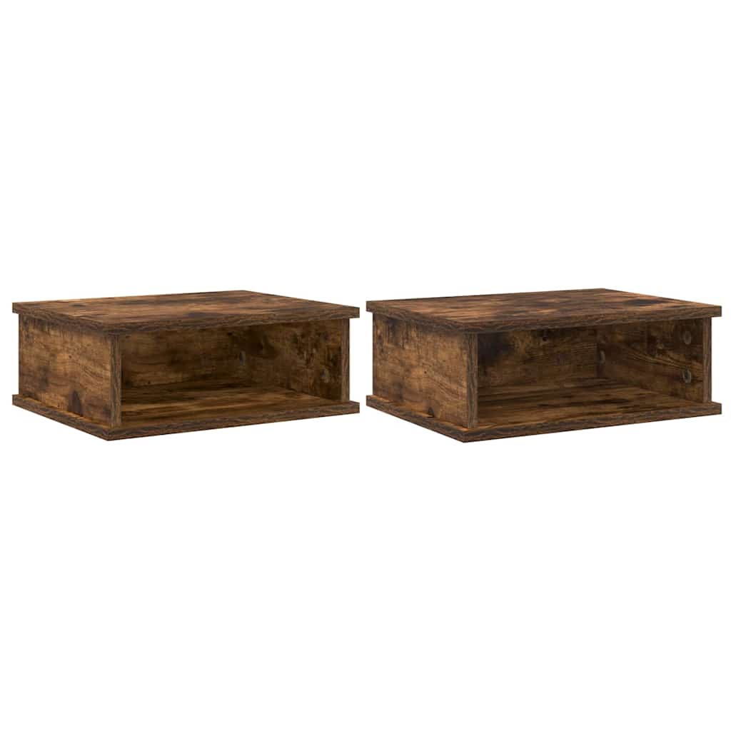 Nachtkastje 2 pcs Gerookt eiken 40 x 31 x 15 cm Bewerkt hout is nu te koop bij PeponiXL, paradijselijk wonen!