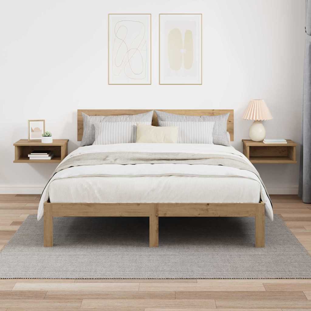 Nachtkastje 2 pcs Artisan Eiken 40 x 31 x 15 cm Bewerkt hout is nu te koop bij PeponiXL, paradijselijk wonen!