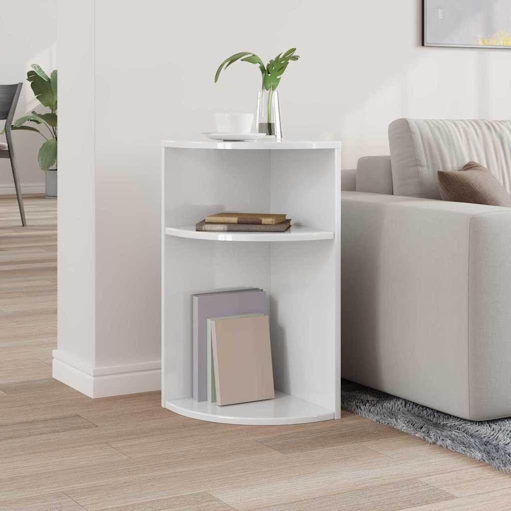 Bijzettafel Hoogglans wit 29,6 x 29,6 x 60 cm Bewerkt hout is nu te koop bij PeponiXL, paradijselijk wonen!
