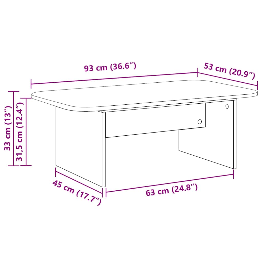 Salontafel Zwart 93 x 53 x 33 cm Bewerkt hout is nu te koop bij PeponiXL, paradijselijk wonen!