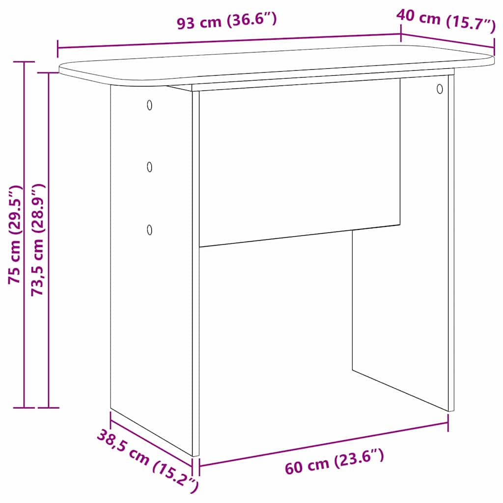Wandtafel Grijs Sonoma 93 x 40 x 75 cm Bewerkt hout is nu te koop bij PeponiXL, paradijselijk wonen!