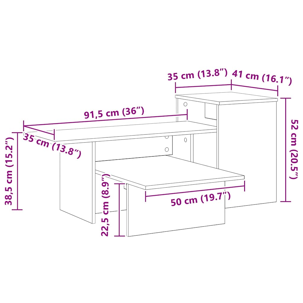 Wandtafel Artisan Eiken 91,5 x 35 x 38,5 cm Bewerkt hout is nu te koop bij PeponiXL, paradijselijk wonen!