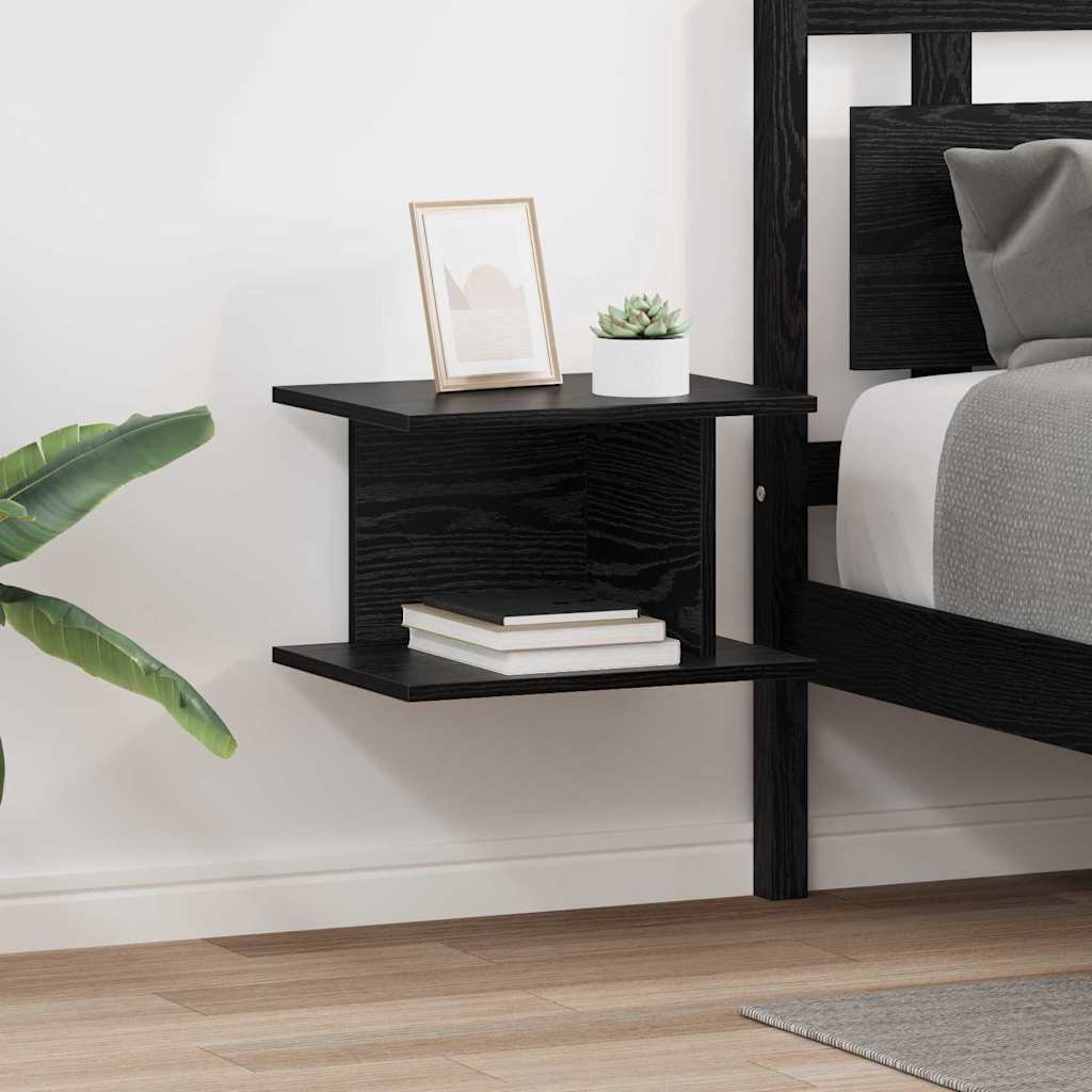 Nachtkastje 2 pcs Zwart Eiken 40 x 30 x 25 cm Bewerkt hout is nu te koop bij PeponiXL, paradijselijk wonen!