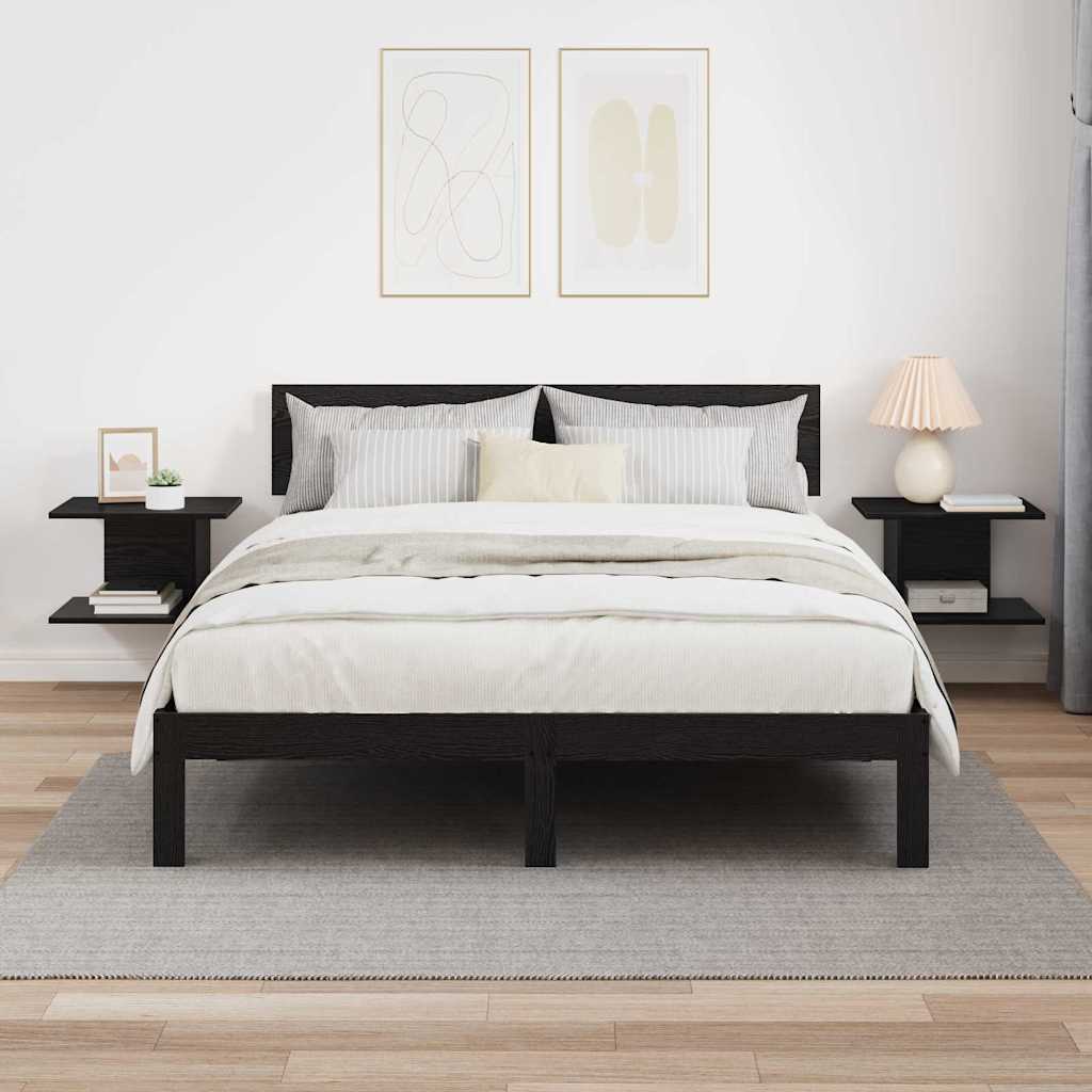 Nachtkastje 2 pcs Zwart Eiken 40 x 30 x 25 cm Bewerkt hout is nu te koop bij PeponiXL, paradijselijk wonen!