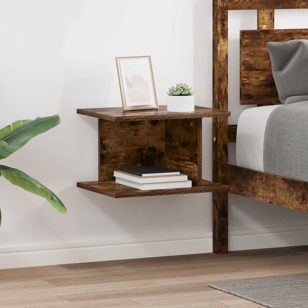 Nachtkastje 2 pcs Gerookt eiken 40 x 30 x 25 cm Bewerkt hout is nu te koop bij PeponiXL, paradijselijk wonen!
