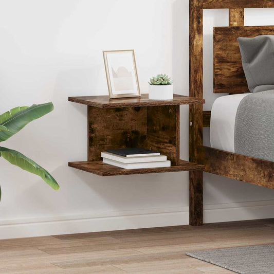 Nachtkastje 2 pcs Gerookt eiken 40 x 30 x 25 cm Bewerkt hout is nu te koop bij PeponiXL, paradijselijk wonen!