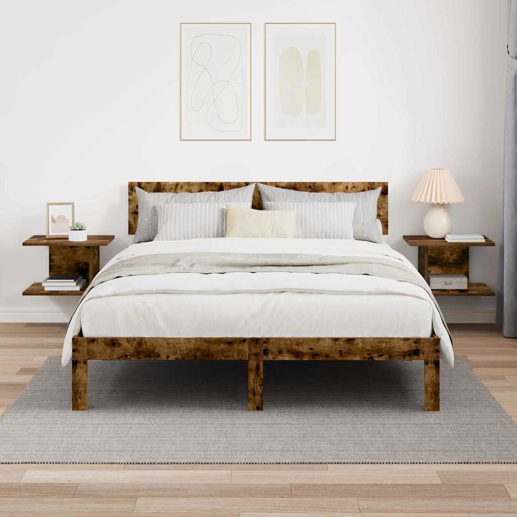 Nachtkastje 2 pcs Gerookt eiken 40 x 30 x 25 cm Bewerkt hout is nu te koop bij PeponiXL, paradijselijk wonen!