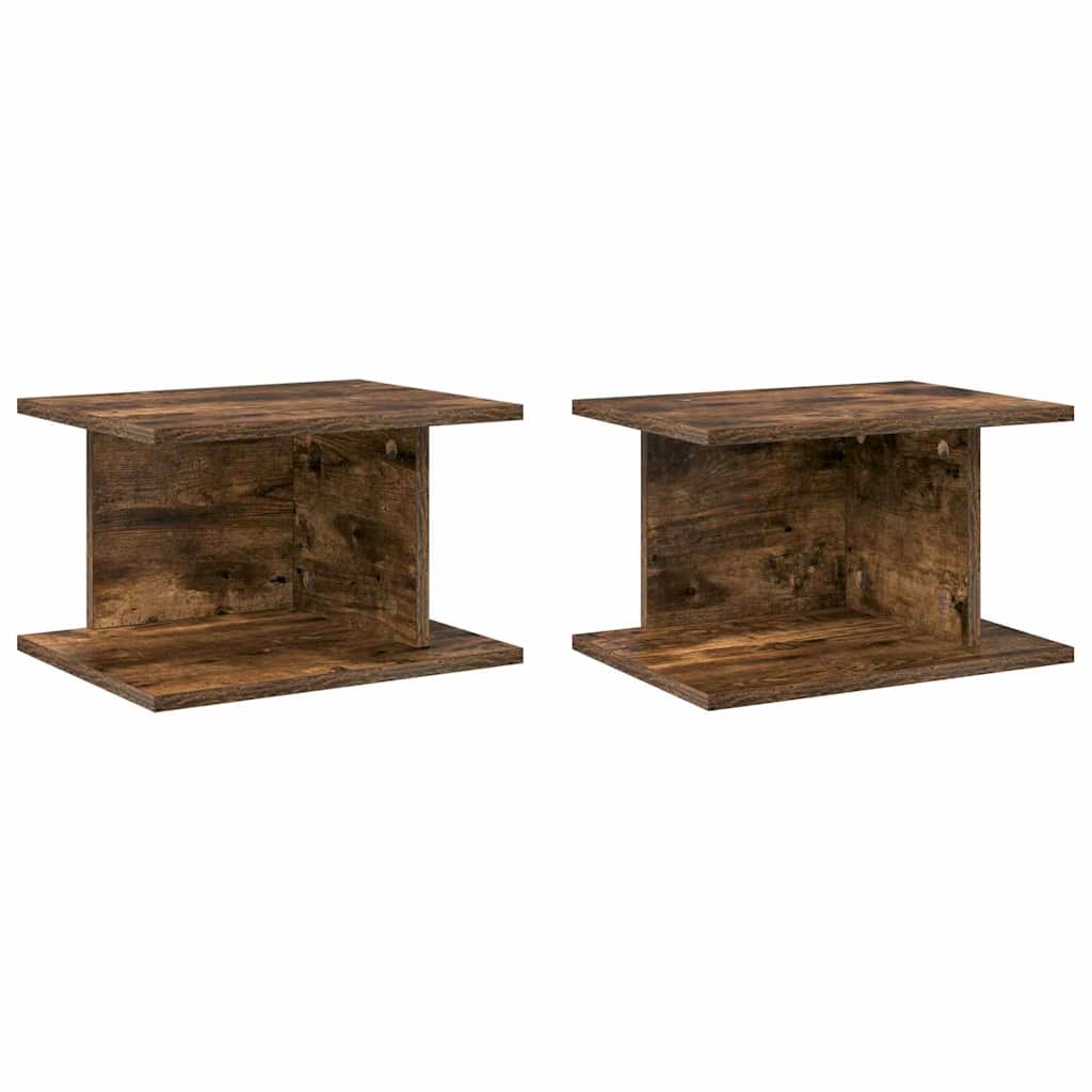 Nachtkastje 2 pcs Gerookt eiken 40 x 30 x 25 cm Bewerkt hout is nu te koop bij PeponiXL, paradijselijk wonen!